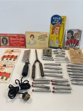 Vintage Hair Styling Curlers Pins Rods Accessories Nets Comb Clips 1940’s 50’s
